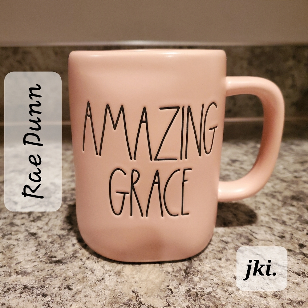Rae Dunn "Amazing Grace" Pink Coffee Mug,  Artisan Collection by: Magenta